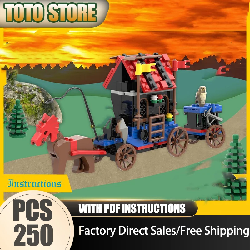 

Medieval Castle Model Moc Building Block Modular Conjuring Caravan Model Technology Brick Assembly Toy Construction Holiday Gift