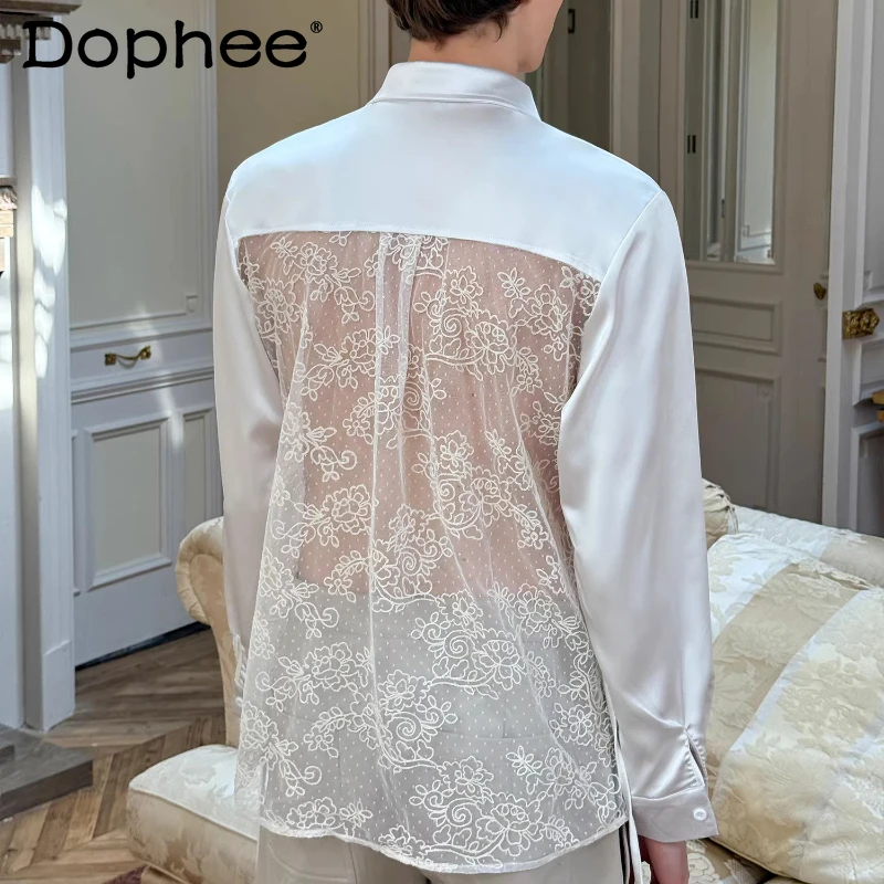 

Мужские рубашки 2026: Новая весенняя коллекция, модные, высококачественные, свободные, комфортные, с индивидуальным дизайном, с кружевными вставками, с длинным рукавом, стильные и элегантные топы для мужчин