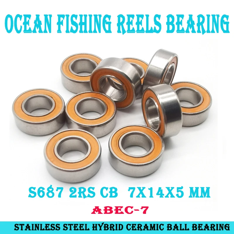 S687 2OS Bearing 7x14x5 mm CB ABEC-7 Stainless Steel Hybrid Ceramic Bearing DRY Ocean Fishing Reels Ball Bearings SMR147C S687C