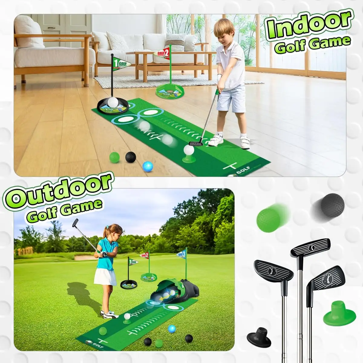 Kinderen Speelgoed Golfset Auto Returner Nachtlampje Golfballen Mat Peuter Mini Golfspel Binnen Buiten Sport Speelgoed Jongens Kerstcadeau