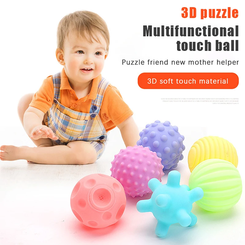 New【6Pcs Baby Sensory Balls For Children Textured Hand Touch Ball Soft Massage Ball Infant Rattle Senses Toys Educational Bath】