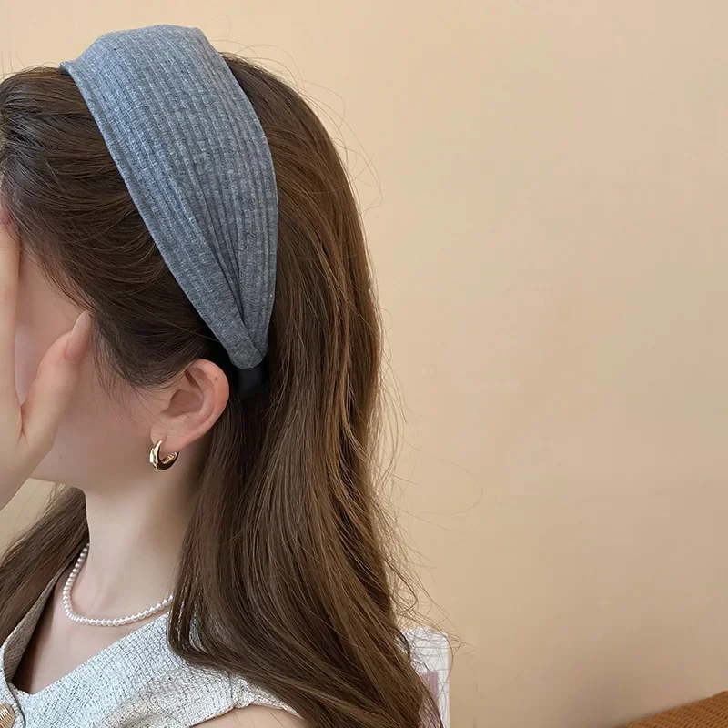 Einfarbiges Breites Stirnband mit Streifenmuster, Französischer Stil, Elegantes Haaraccessoire, Beliebter Internet-Celebrity-Look – Detail 22
