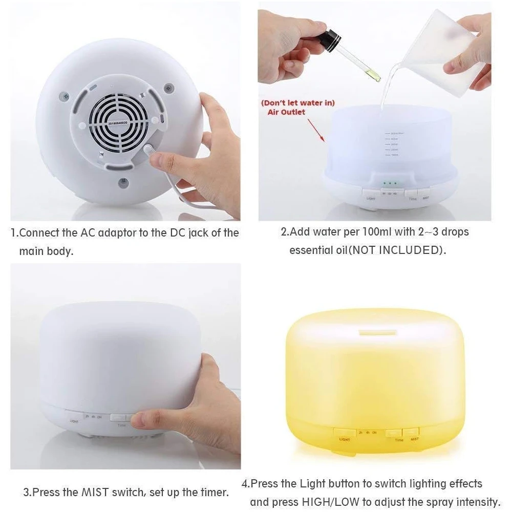 300ML Essential Oil Diffuser Humidifiers Ultrasonic Aromatherapy Diffusers with 3 oils