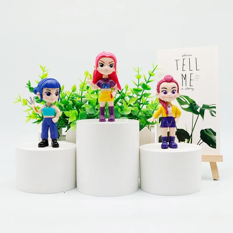 Figuras modelo k-pop versión Q, traje de cazadores de demonios de Anime, adornos de decoración de escritorio, regalos de juguete para fanáticos de la película, 10 Uds.