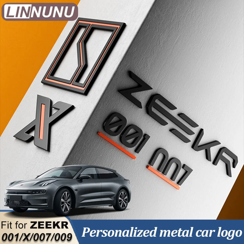 LINNUNU Fit for ZEEKR 001 X 007 009 Metal Decorative Emblem Stickers Exterior Accessories Car frontRear Body Logo Styling Badge