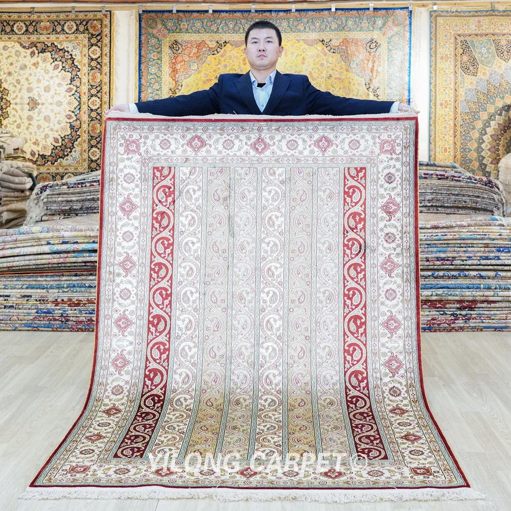 

4.5'x6.5' Handmade Carpet Drawing Room Hand Knotted Silk Rug (HF317B)