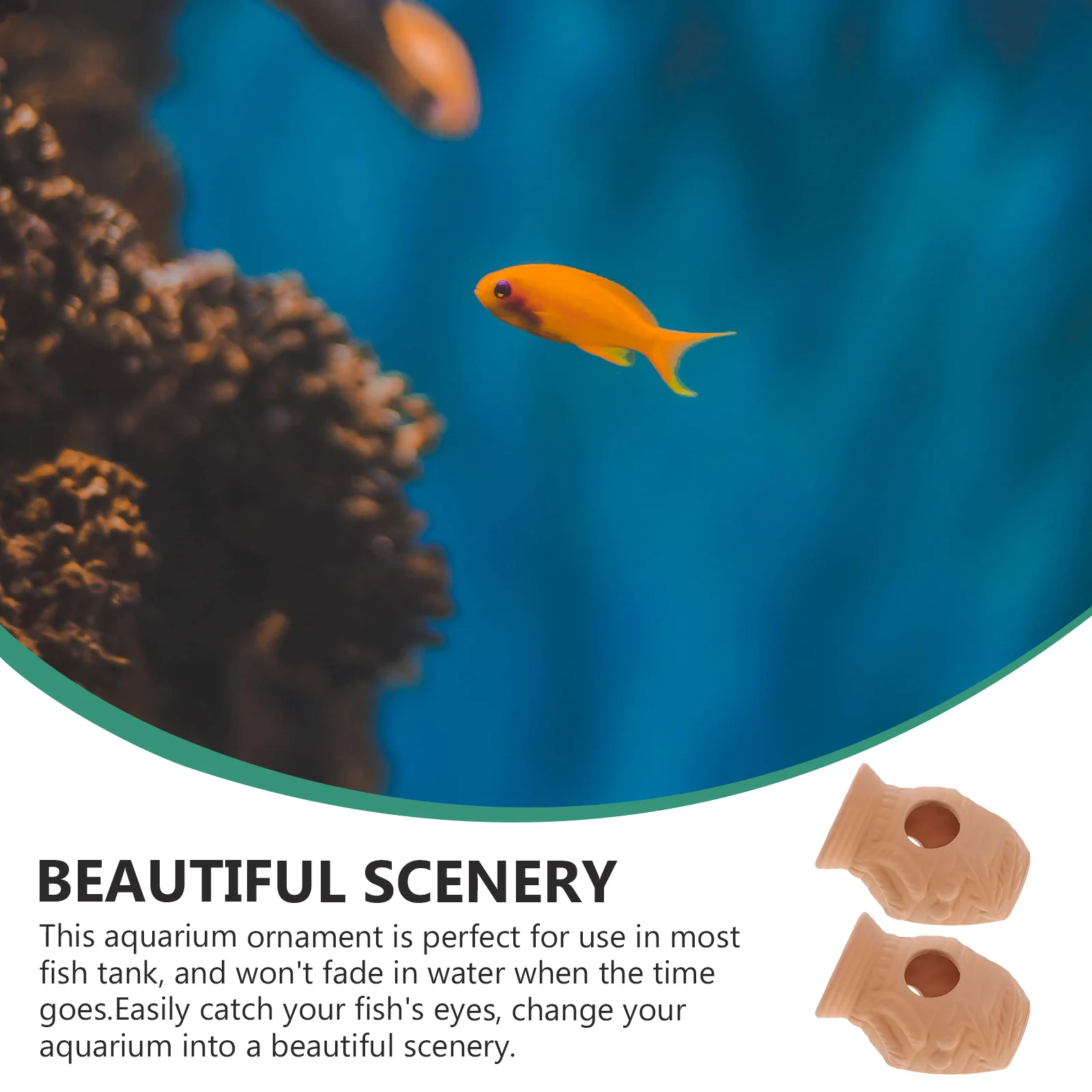 

2Pcs Fish Tank Hideout Cave Ceramic Aquarium Ornament Fish Shelter Home Decorative Hideaway for Freshwater Marine Aquariums