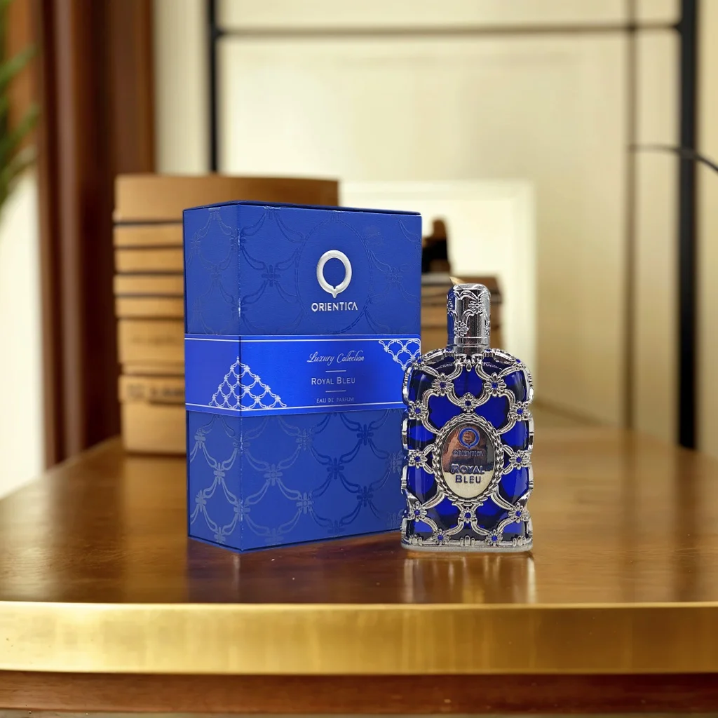 مجموعة Orientica الفاخرة Royal Bleu Extrait de Parfum |   80 مل / 2.7 أونصة عطر زهور الفانيليا الغنية |   رائعة طويلة الأمد Sc
