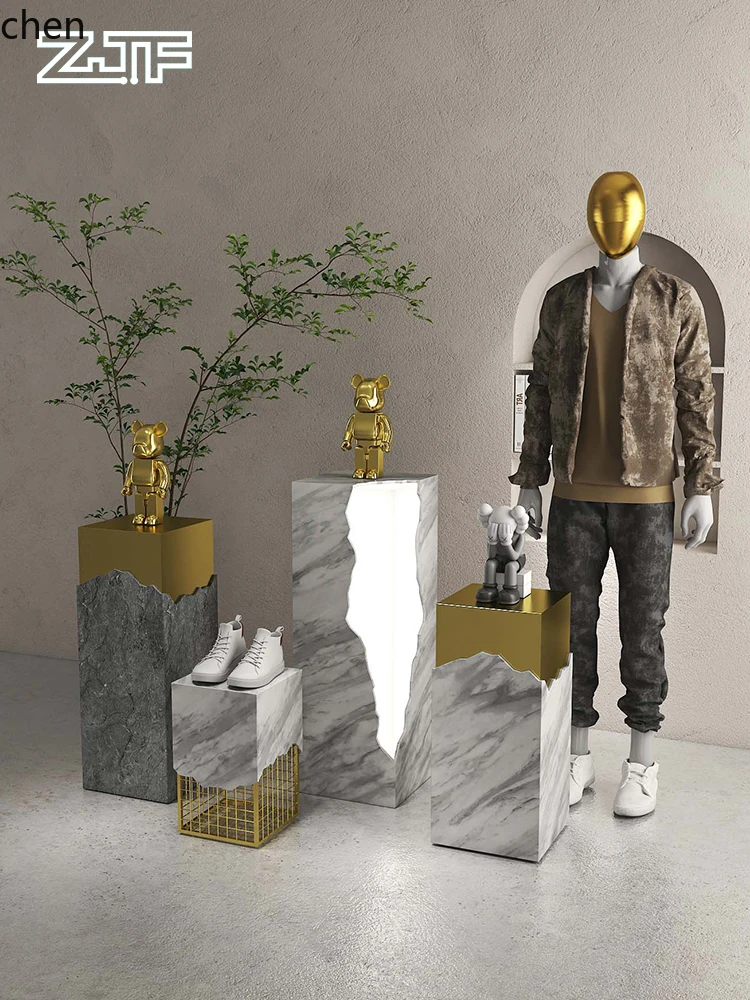 Men's Clothing Store Window Props Display Stand Island Counter High Low Water Counter Square Column