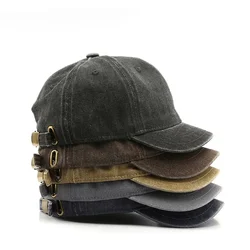 Solid Color Short Brim Baseball Hat Women Men Duck Tongue Cap Cotton Outdoor Sun Visor Fahion Casual Snapback Hat Hip Hop Bonnet