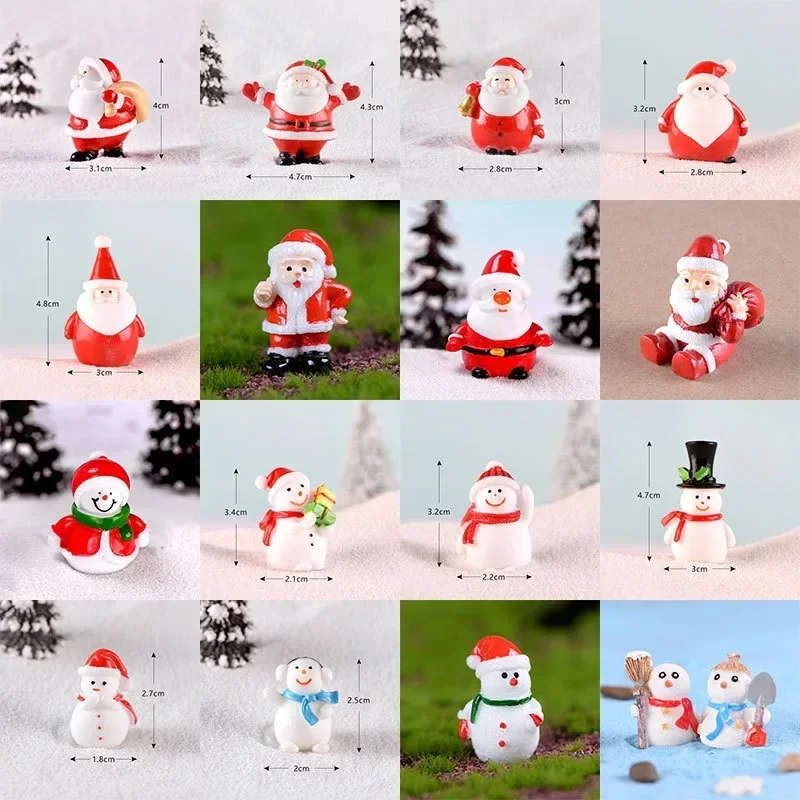 Mini Christmas Decoration Santa Claus Snowman Moon Star Miniatures for Terrarium, Fairy Garden Figurines Home Decoration