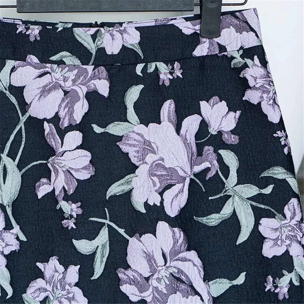 Retro Floral And Textured Half Length Skirt For Women'S 2024 Autumn Outfit New Temperament Jacquard Wrap Buttocks Skirt Casually