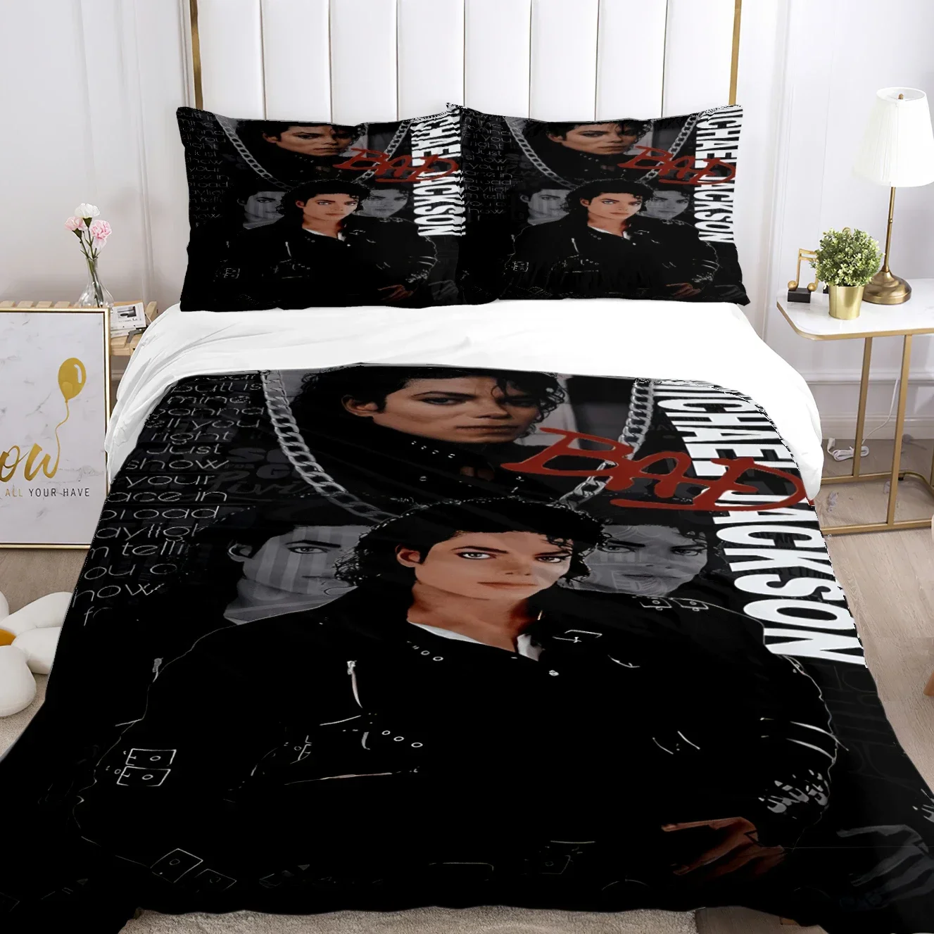 

Michael J-Jackson Duvet Cover Comforter Fear Bedding set Soft Quilt Cover and Pillowcases for Teens Kid Single/Double/Queen/King