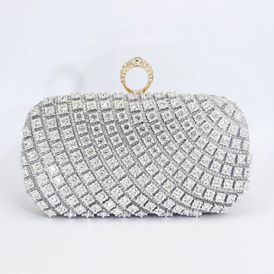 

Luxury Crystal Women Evening Bag Metal Box Clutch Wedding Bridal Diamond Minaudiere Handbags Party Dress Chains Crossbody Bags