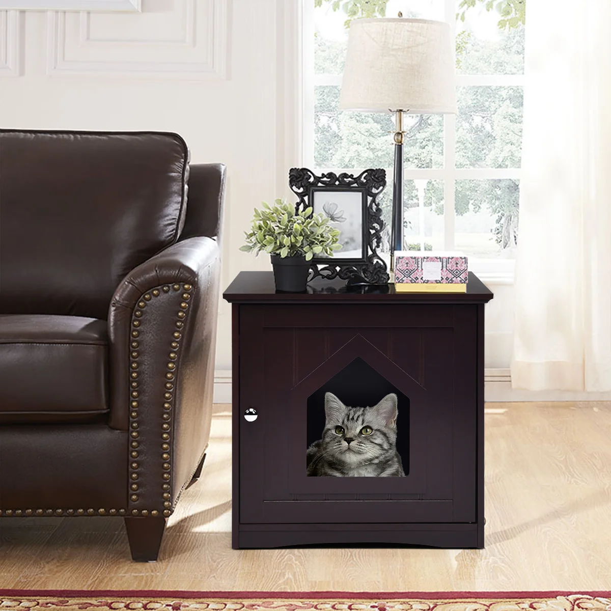Weatherproof Multi-function Pet Cat House Indoor Outdoor Sidetable Nightstand image 3