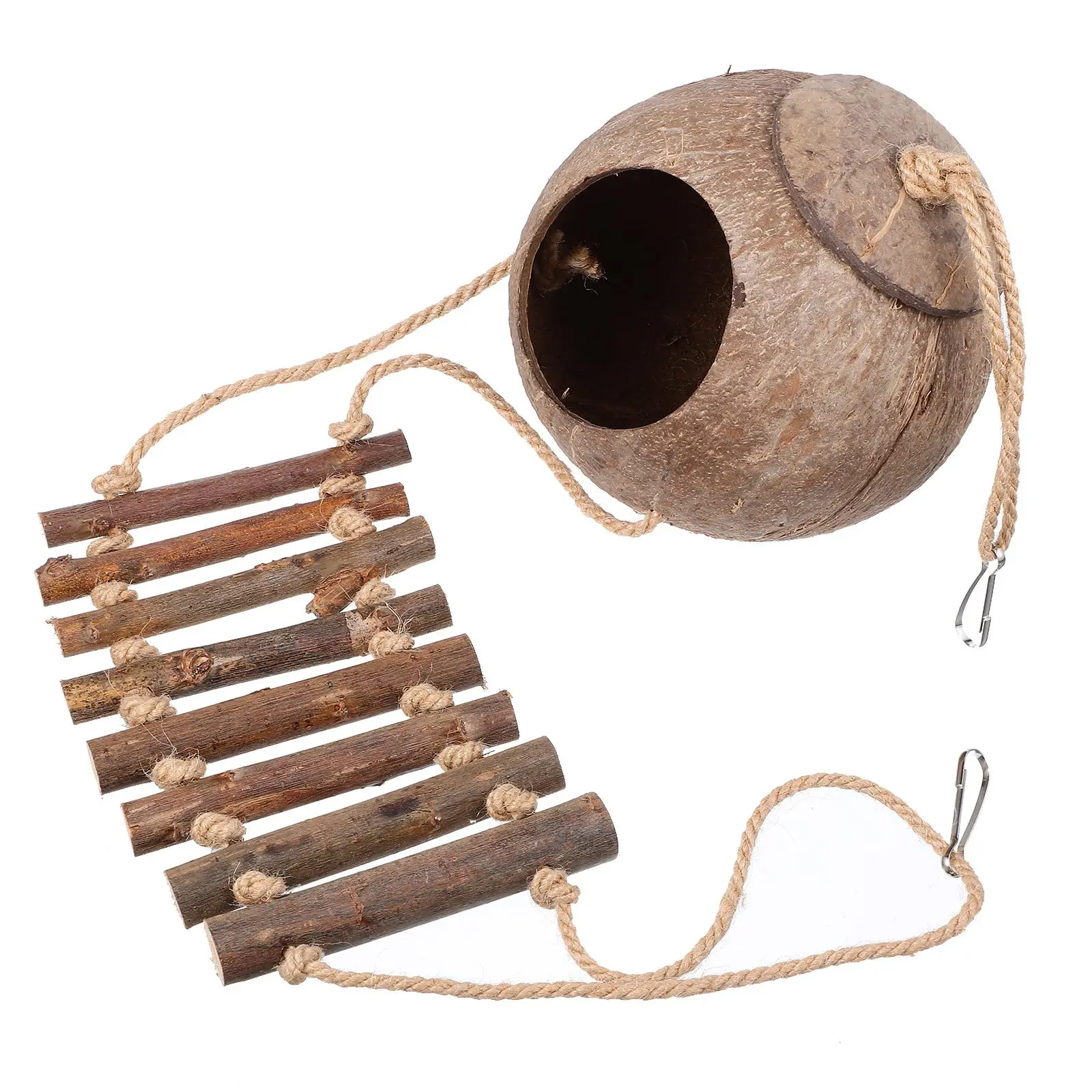 

Coconut Shell Reptile Hiding Cave for Lizards Geckos Turtles Natural Shelter Decorative Terrarium Ornament with Ladder Small Pet