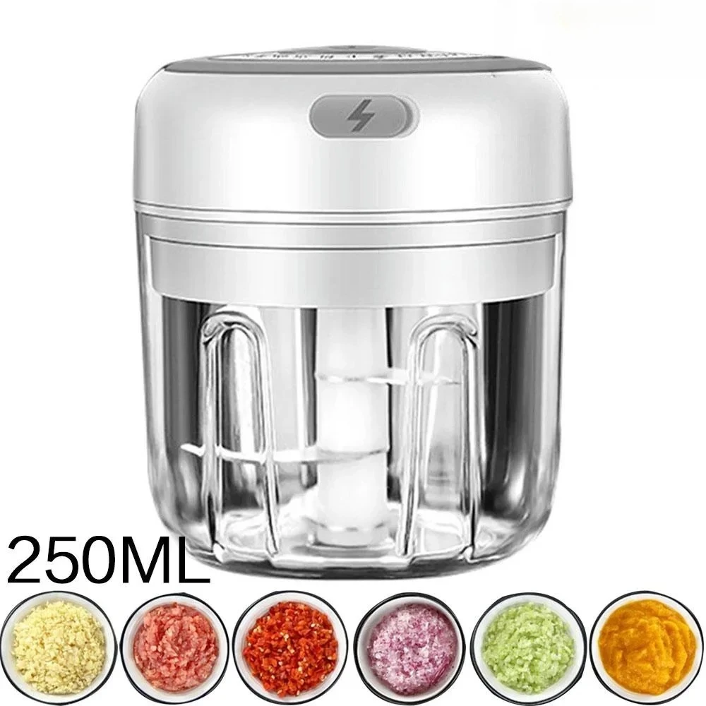 250ML Electric Garlic Chopper USB Charging Ginger Masher Sturdy Durable Chili Vegetable Crusher Kitchen Tool for Home Daily Cooking Restaurant Sauce Making Gadget Easy Use Compact Small Size for Women Men Family Friend Housewife Baker Party Christmas Gift