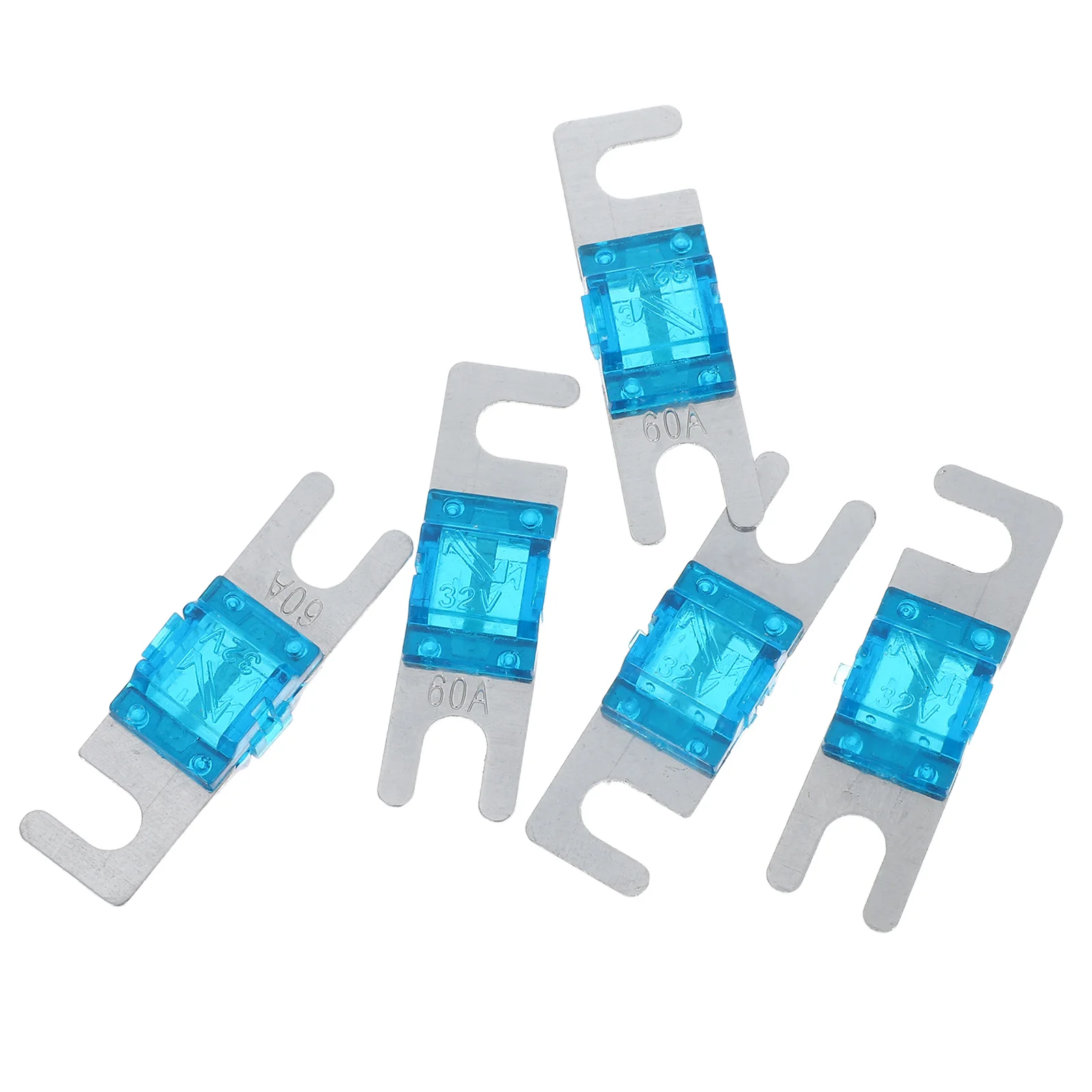 

5pcs Mini Anl 60A Car Audio Fuse Blue Metal Plastic Boat Truck Lift Durable Circuit Protection Noise Elimination Power Wire