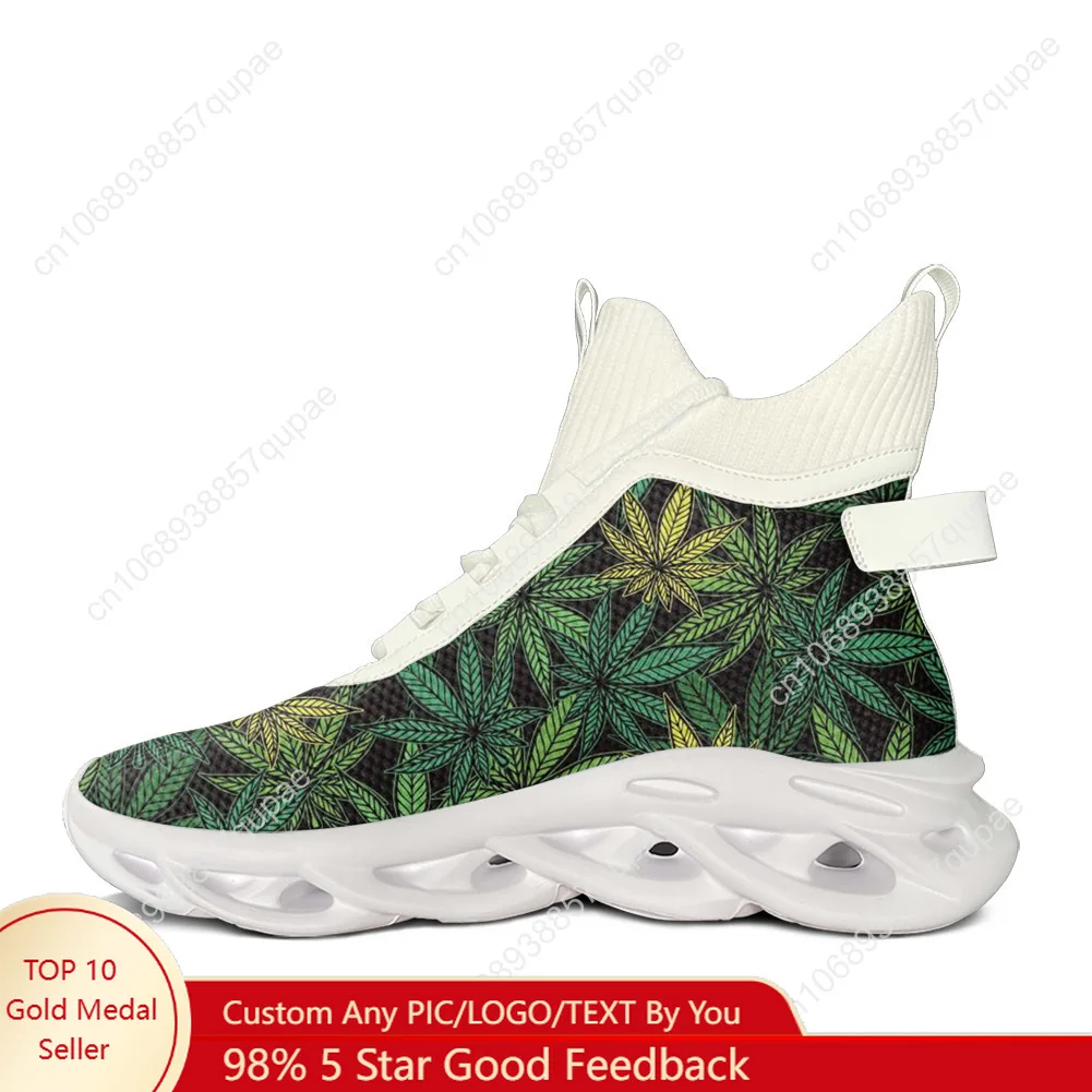 

Leaf Weed Rasta MarijuanaYellow Green High Top Flats Sneakers Men Women Hiking Sneakers Travel Mountaineering Shoe Running Shoes