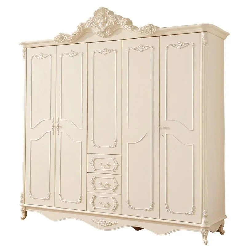 Q   wardrobe bedroom modern simple storage white large wardrobe solid wood cabinet