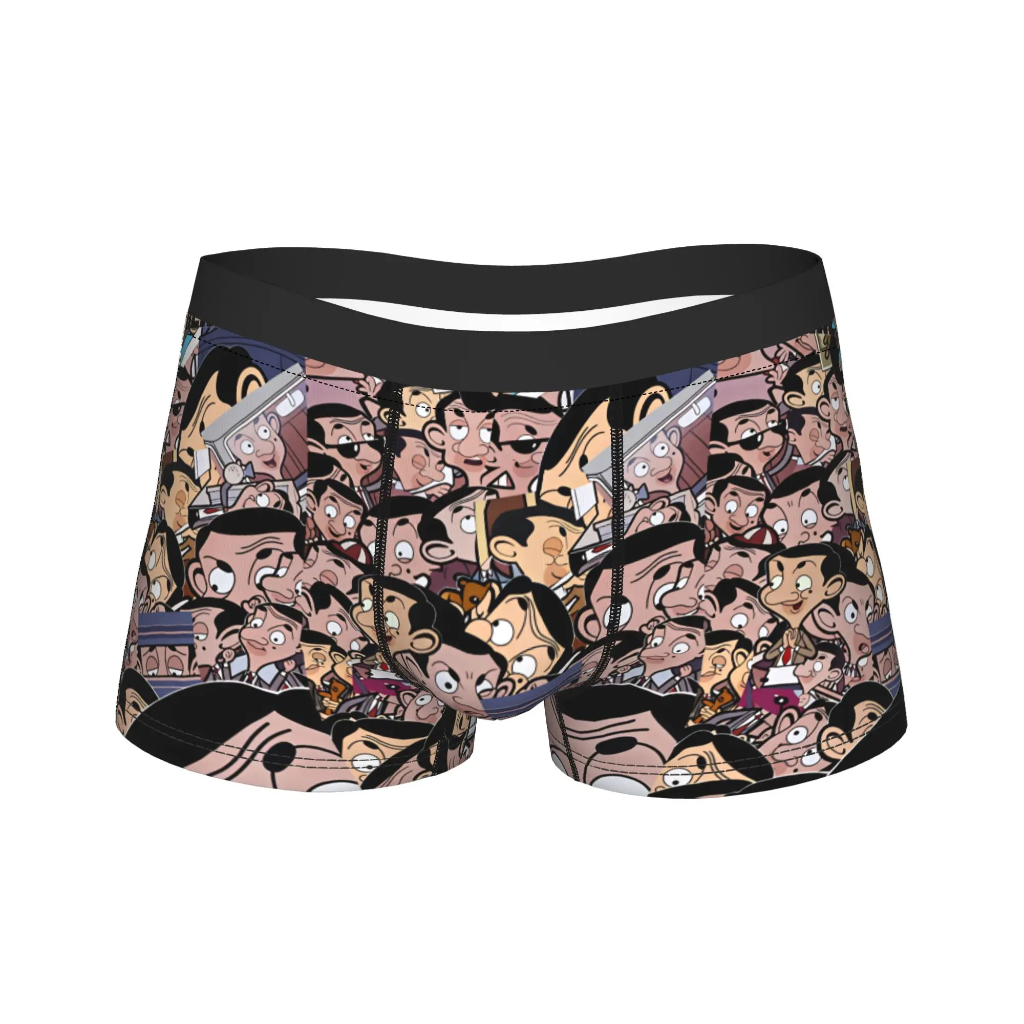 Dense Crowd Cartoon Mr Bean Full Face Collage Underwear  Comfortable Panties Custom Boxer Brief For Men 3D Pouch Plus Size Trunk