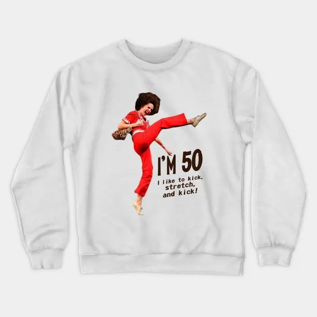 

Autumn and Winter Style 50th Birthday Vitality Sweatshirt, "50 - Year - Old Energetic Kick" Graphic for A Trendy Look