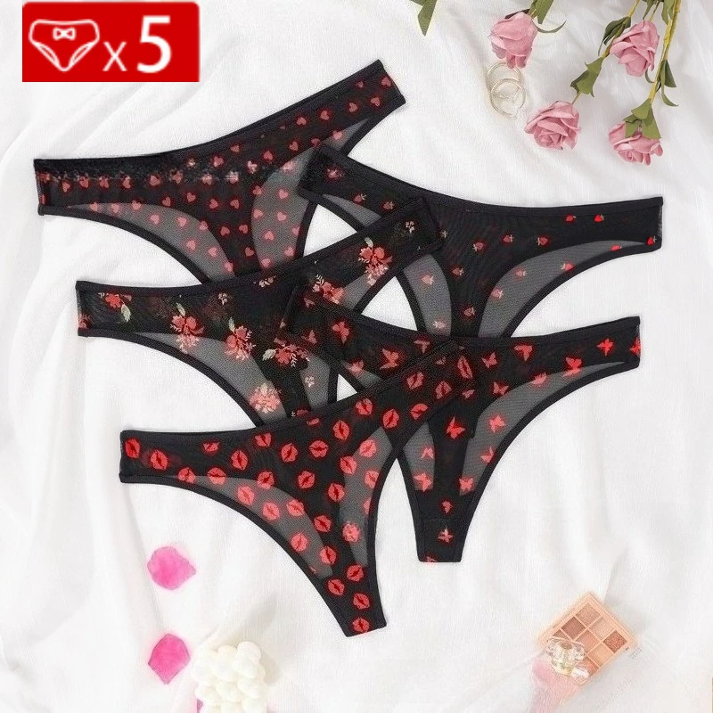 

5 шт./упак., сексуальные женские стринги с принтом, дышащие удобные женские стринги, нижнее белье, элегантное сексуальное женское белье, новые модные трусики