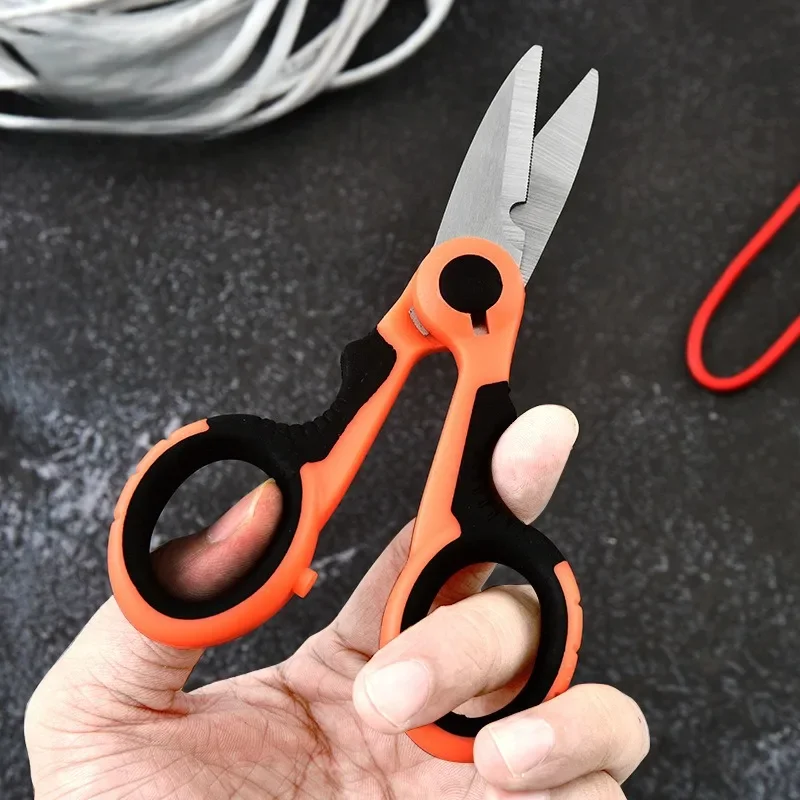 1PC Multifunctional Electrician Scissors Insulated Trunking Shears Iron Sheet Scissors Serrated Fishing Scissors