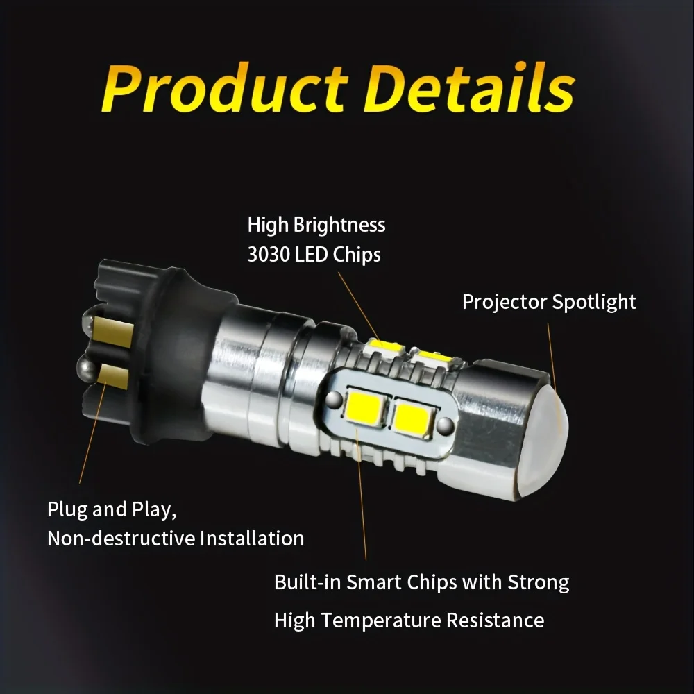 2pcs PW24W with 10 Super Bright 3030 LED Chips, Backup Lights, High Brightness LED Car Turn Signal Lights, view 5