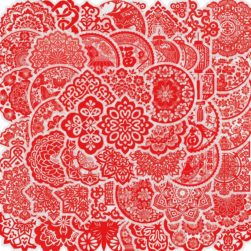 

50 шт., китайские весенние праздничные наклейки на окна, граффити, ностальгические канцелярские принадлежности для ноутбука, сделай сам, скрапбук, индивидуальная наклейка для багажа