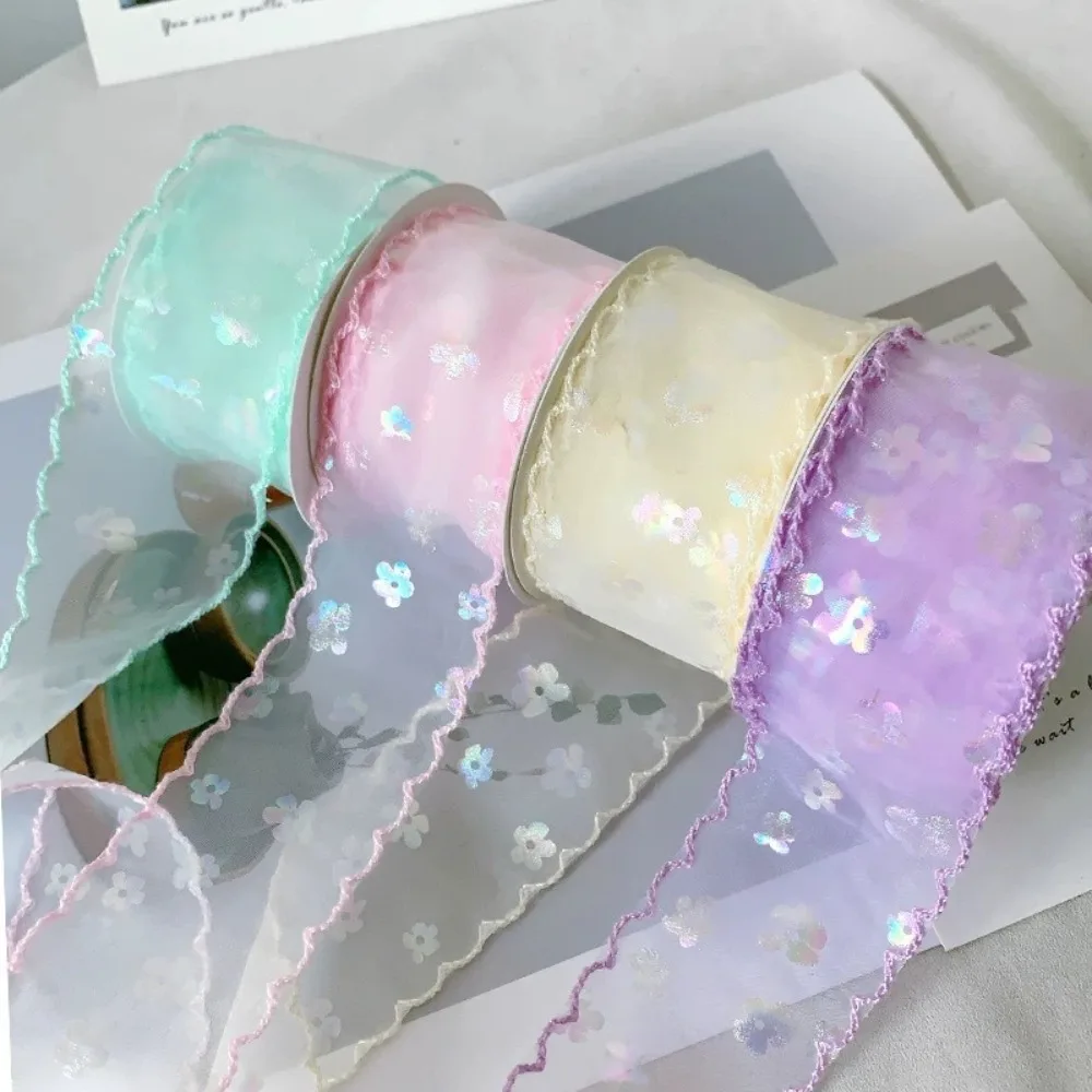 

Креативная шелковая лента 10 ярдов, 4 см, с волнистым краем, плиссированная шифоновая лента для упаковки подарков, букетов и подарочной упаковки