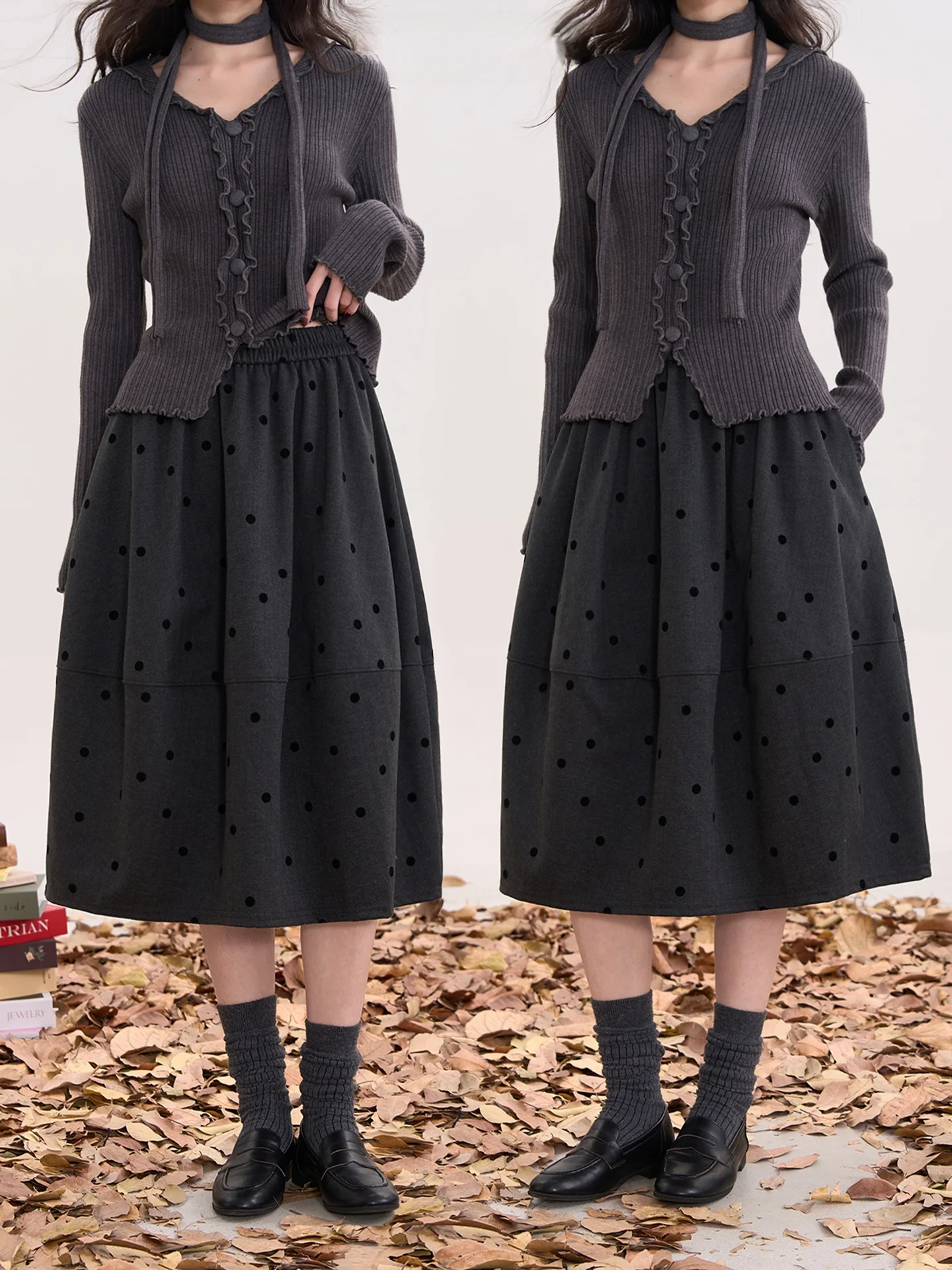 

Зимняя утепленная шерстяная юбка Heme, повседневная, с лоскутным узором, с завышенной талией, А-силуэт, для повседневной носки, осень 2025