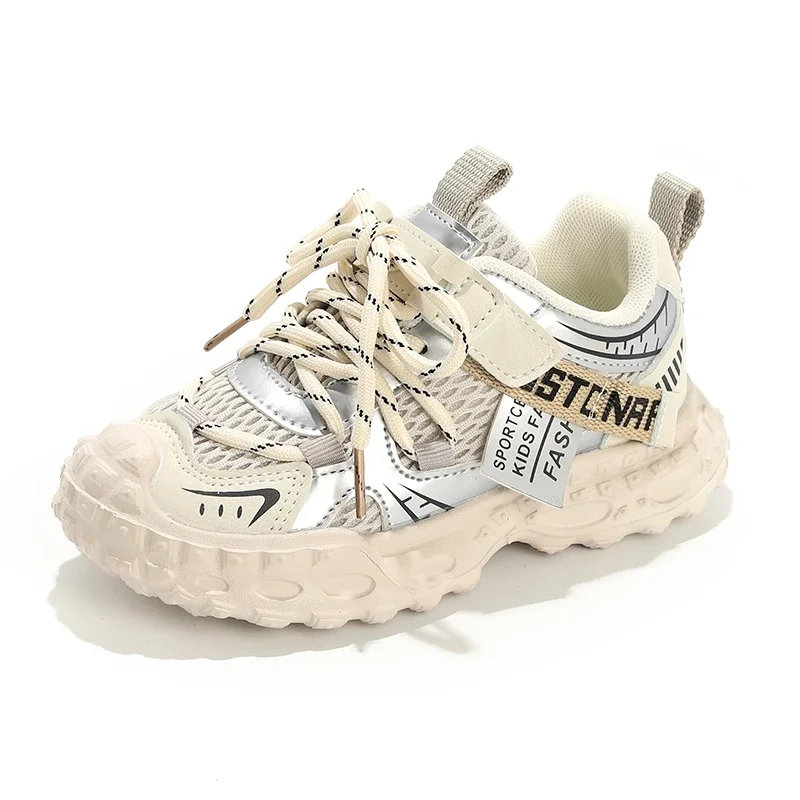 รองเท้าผ้าใบเด็กผู้ชายแบบหนา กันลื่น รองเท้าผ้าใบเด็กผู้หญิงแฟชั่น ระบายอากาศได้ดี รองเท้าลำลองสำหรับเด็กนักเรียน รองเท้าบาสเก็ตบอลอเนกประสงค์