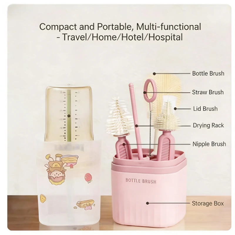 

Набор силиконовых щеток для чистки чашек, щетки для бутылочек с длинной ручкой для детских бутылочек, стаканов, чашек и контейнеров с узкой шеей