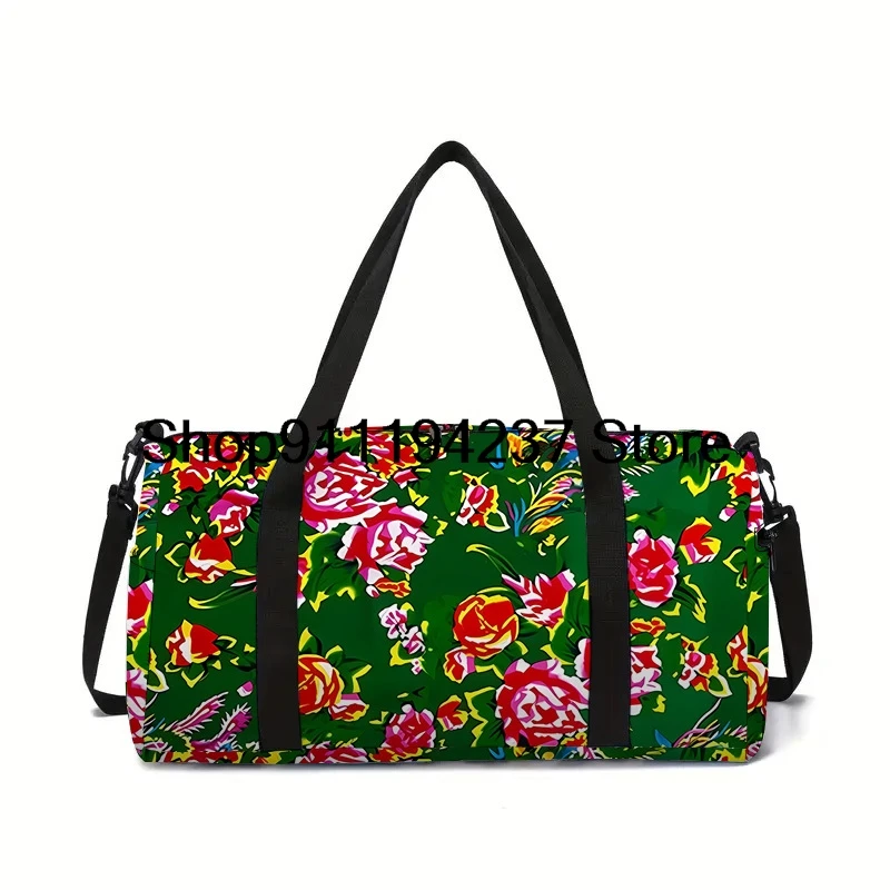 3D Print Flower Grass Leaf Sunflower Large Capacity Travel Bags Barrel Shape Crossbody Bag Outdoor Sports Bags Gym Yoga Bag