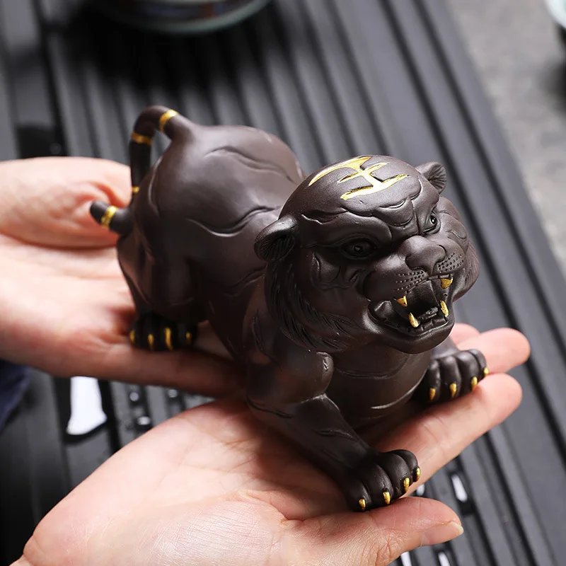 Purple Sand Tea Pet Zhaoxin Tiger Tiger Lying Tiger Tea Play Home Gifts Can Be Aged Tiger Zodiac Ornaments