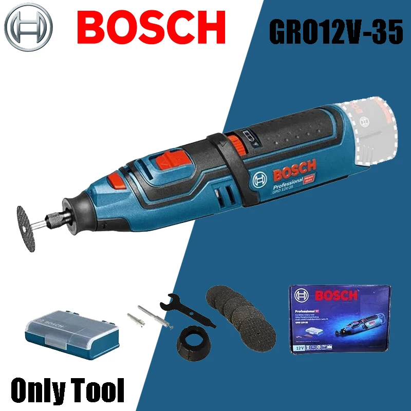 Bosch-máquina a Bateria de Lítio sem Fio Velocidade Variável Kit de Ferramentas Rotativas Madeira Faça Você Mesmo Mini Grinder Acionamento Elétrico Gro12v35 12v