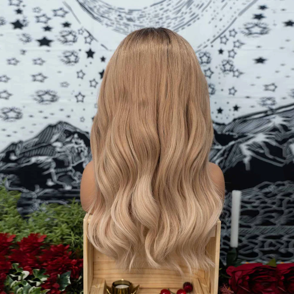 Honey Blonde Ombre Roots HD 13x6 Lace Frontal Wig 100% Virgin Hair Slight Wavy Full Lace Human Hair Wigs Deep Pre-plucked 200%