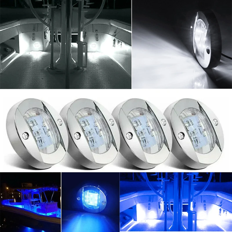 

6 светодиодных фонарей на палубе, 12 В постоянного тока, светодиодный кормовой светильник, якорь, навигация, морской интерьер, фонари для кабины, белый/синий/водонепроницаемый
