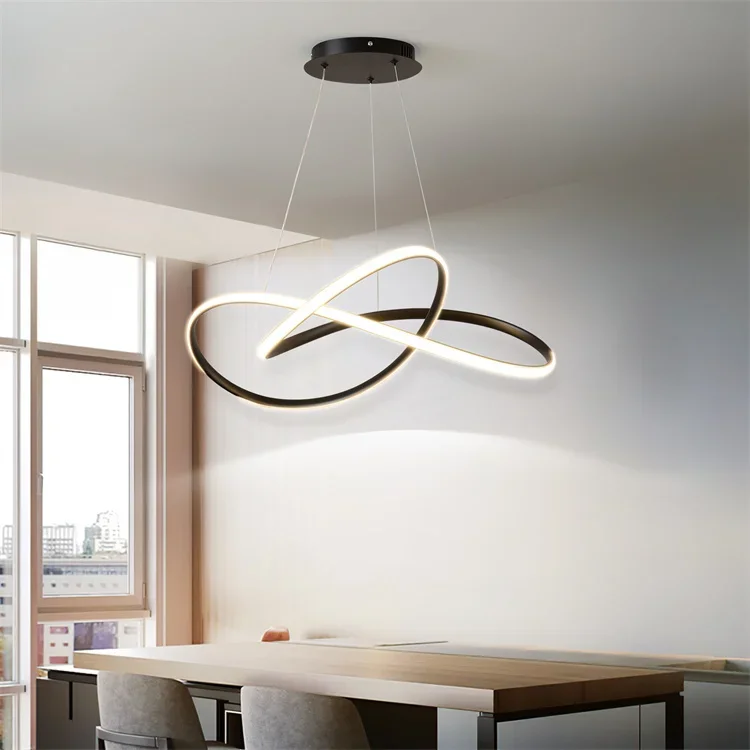 Original brand newModern Minimalist Luxury Fixtures Round Black Ring Dining Room Ceiling Hanging Black Fancy Led Smart Home Ligh