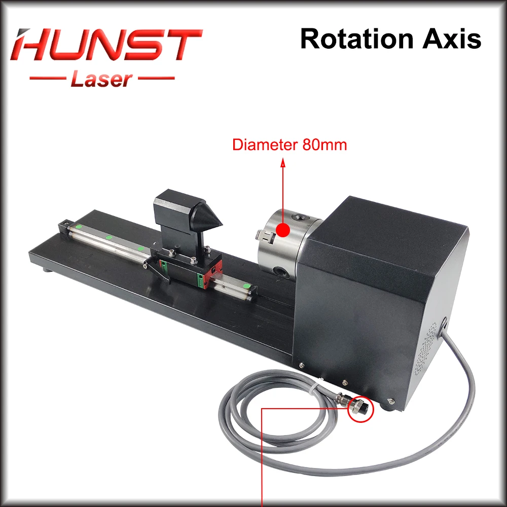 HUNST Rotary Engraving Attachment with Chucks Stepper Motors for Laser Engraving Cutting Machine Model B Rotation Axis