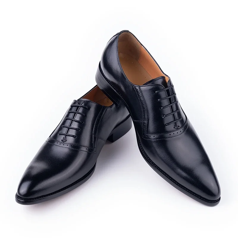 Oxford Brogue Formal Dress Fashion Men Shoes Handmade Genuine Leather Man Business Shoes Best Designer Original Leather Shoes