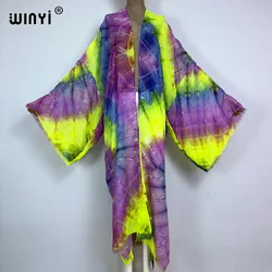 WINYI fashion Beach Cover Ups for Swimwear Women Tie Dye Kimono Swimsuit Cape Summer Dress 2023 Beachwear Outfits Sales