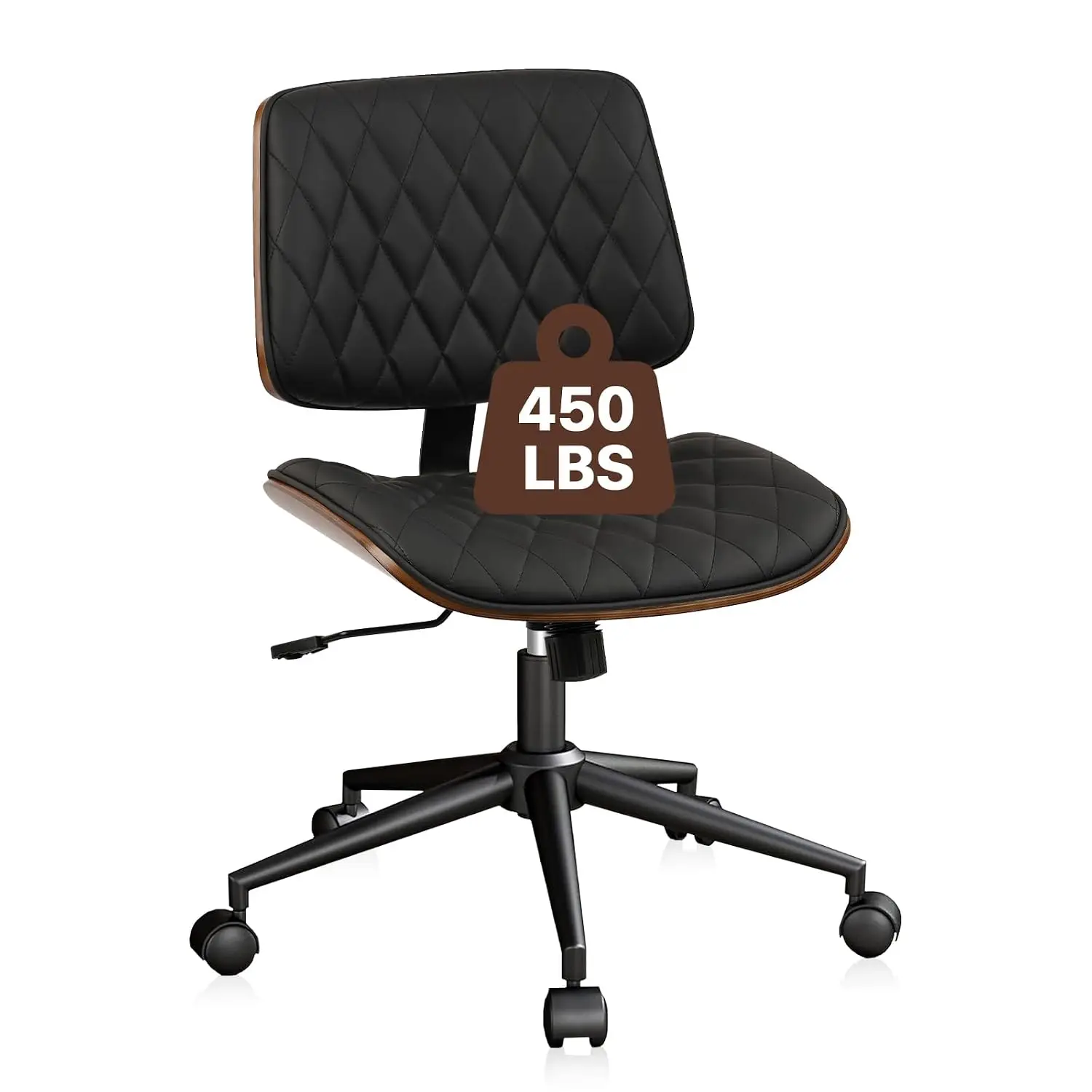 Mid Back Office Chair Adjustable Height Ergonomic Leather Desk Chair with Wheels for Study Room, Customized