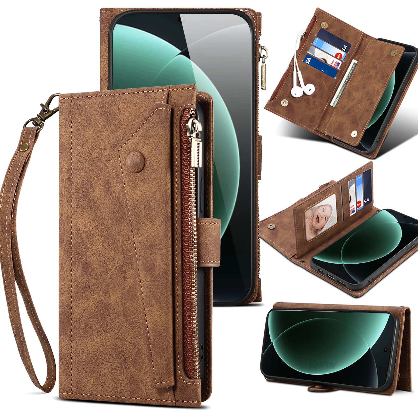 

Wallet Hand Bag Case For Xiaomi Mi 15 Ultra Multifunction Flip Leather Phone Cover For Mi15Ultra 5G Card Slot Bag Rope