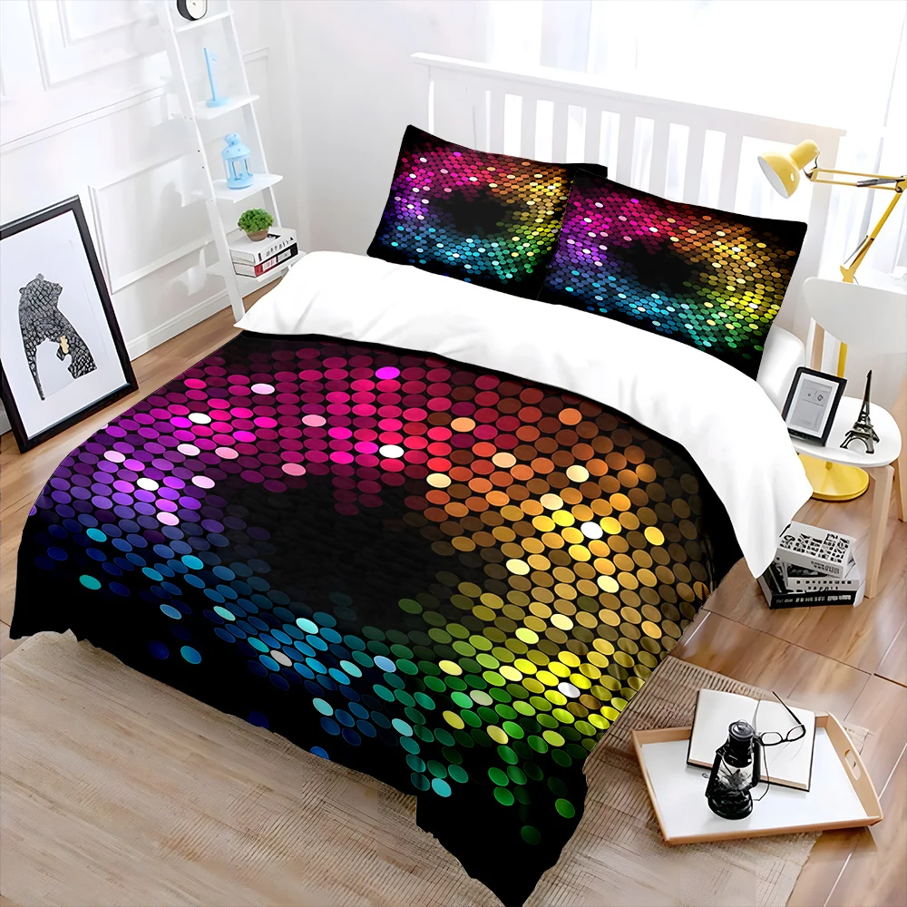 Dream Colorful gradient dot spiral design Bedding Set for Kids Luxury Gift 3pcs Digital Print Comforter Set Soft Comfortable