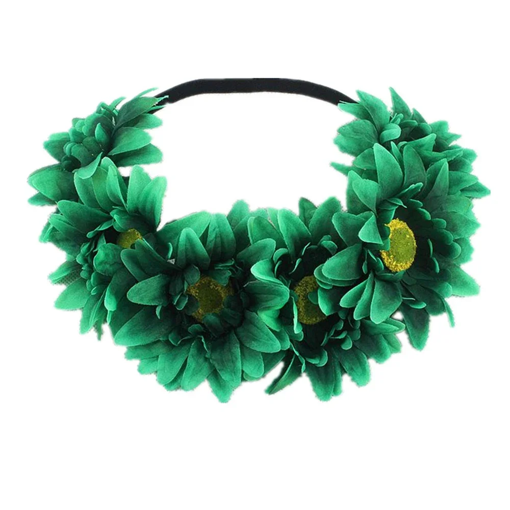Strand Sonnenblume elastisches Haarband Böhmen Mode Haarband handgemachte Kunstblume Frauen Kranz Regenbogen Farbe romantisches Stirnband – Detail 8