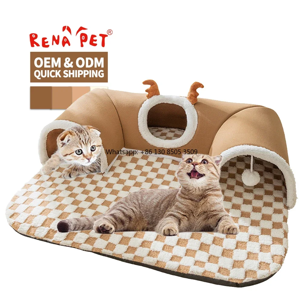 Wholesale Anti-Slip Short Plush Detachable Cat Tunnel Bed