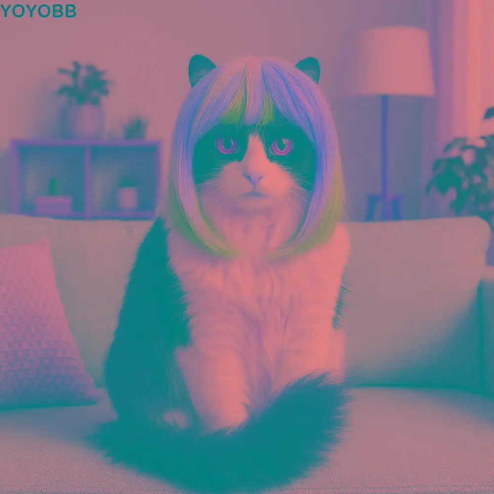 Peluca de disfraz de perro y gato de pelo largo estilo fantasía, peluca de Cosplay de gatos divertidos coloridos, aspecto de sueño, peluca azul y rosa, fiesta de disfraces