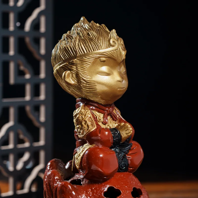 Brass Qi Tian Da Sheng Monkey Incense Burner Aromatherapy Decoration Triumph over the Buddha Home Modern Gift Present Table Deco